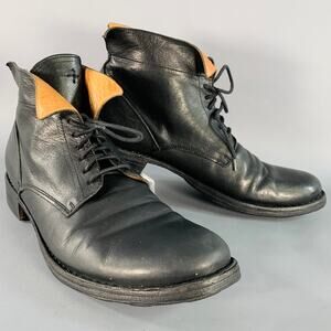 FIORENTINI + BAKER Size 10 Black Leather Lace-Up Ankle Boots